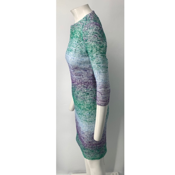 Cavalli Class Purple Green Blue Stripe Tweed Dress sz 10 - Picture 3 of 5